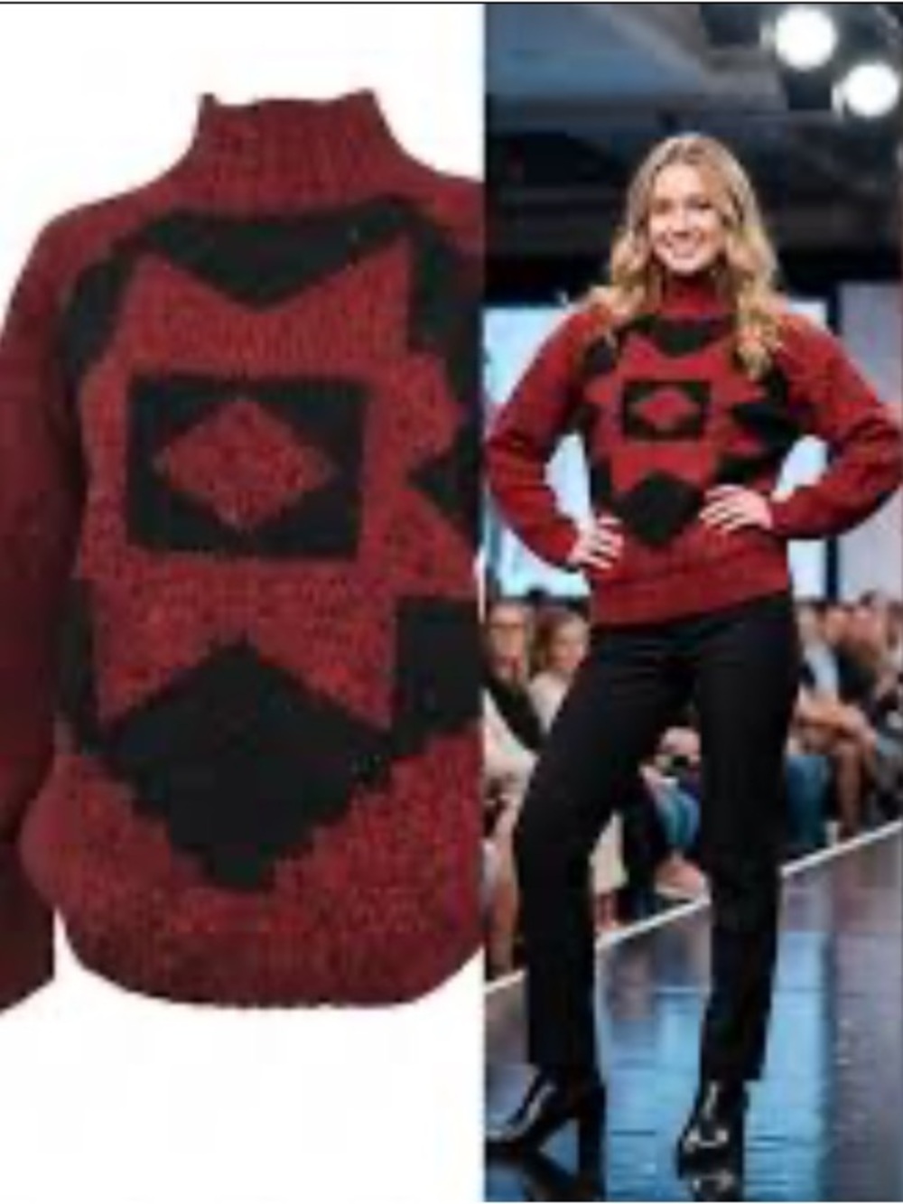 VINTAGE 80’s 90’s Wool Blend Geometric Chunky Knit Ski Sweater Southwestern L
